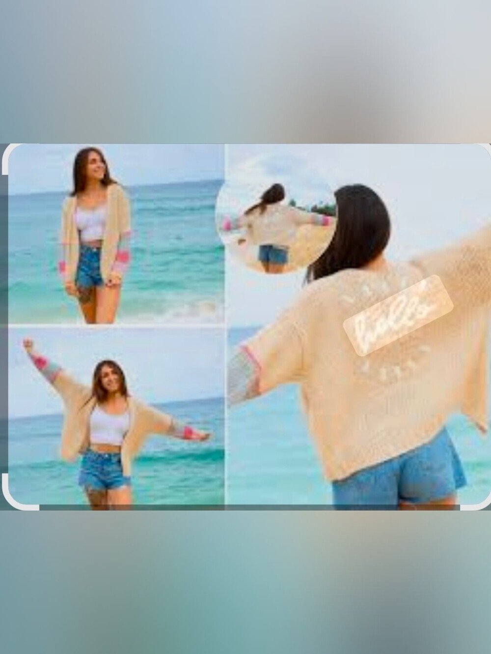 Saltwater Luxe "Hello Sunshine" Chunky Knit Cardigan Neutral Size Large